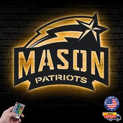 George Mason Patriots Mascot Metal Sign, NCAA Logo Metal Led Wall Sign, George Mason Wall decor, LED Metal Wall Art