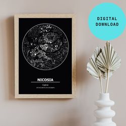 Nicosia Map Print, Nicosia Cyprus city map poster, City Map gifts for him, minimalist digital map design, gifts for her,