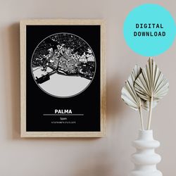 Palma, Mallorca, Majorca, Spain City Map Print Wall Art | Print At Home | Digital Download File
