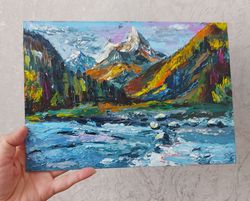 mountain landscape. oil painting on cardboard.