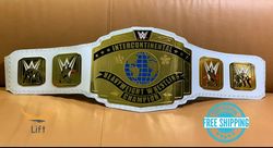 Intercontinental Heavy Weight Championship Wrestling Title Replica White Belt Adult Size 2MM Brass