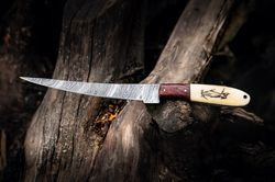 Fillet Fishing Knife Handmade Damascus Steel Knife with Flexible Blade Chef Gift For Special Occasions Personalize Your