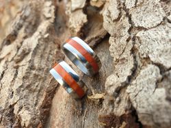 Titanium Red Resin Couple Rings. Husband gift Boyfriend gift