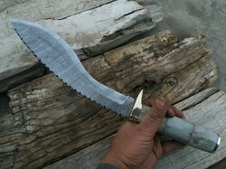 14 inches beautiful Damacus steel Kukri Knife. Gorkha kukri.Pure brass guard and but cap.