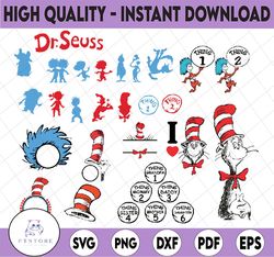 Dr Seuss svg bundle, Cat in hat svg, lorax svg, thing one two svg, seuss sayings svg, sam i am, green eggs and ham svg,