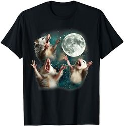 Three Possum Moon | 3 Opossum Funny Weird Cursed Meme Unisex T-Shirt