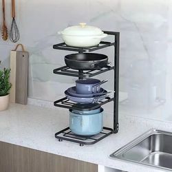 Home Adjustable Pot Holder for Storage Kitchen Pot Lid Holder Kitchenware