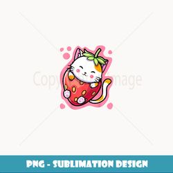 Cute Kawaii Cat Strawberry Milk Japanese Anime Women or Girl - Creative Sublimation PNG Download