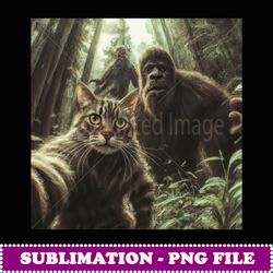 cat bigfoot sasquatch selfie photo funny retro classic humor - professional sublimation digital download