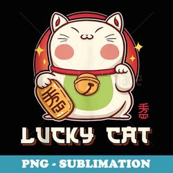 Maneki Neko Waving Lucky Cat Feline Lucky Kawaii Anime Cats - Trendy Sublimation Digital Download