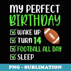 14 Year Old American Football Birthday Party 14th Boy Player - High-Resolution PNG Sublimation File