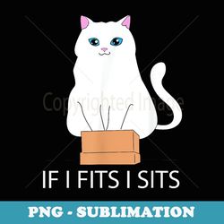if i fits i sits, cat in a box cat meme, fat kitty - decorative sublimation png file