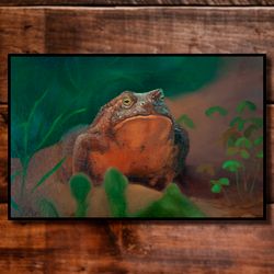frog. toad oilpanting. canvas on cardboard.