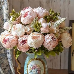 Realistic Peony Silk Flowers for Home Decor and Weddings - DIY Craft and Bridal Bouquet - Indoor and Outdoor Decoration