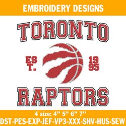 Toronto Raptors est 1995 Embroidery Designs, NBA Embroidery Designs, Toronto Raptors Embroidery Designs