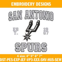 San Antonio Spurs est 1967 Embroidery Designs, NBA Embroidery Designs, San Antonio Spurs Embroidery Designs