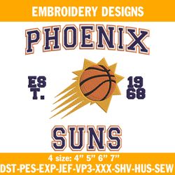 Phoenix Suns est 1968 Embroidery Designs, NBA Embroidery Designs, Phoenix Suns Embroidery Designs