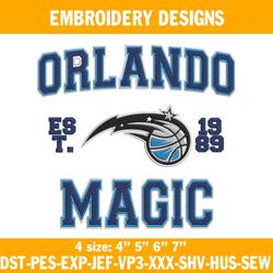 Orlando Magic Est 1988 Embroidery Designs, NBA Embroidery Designs, Orlando Magic Embroidery Designs
