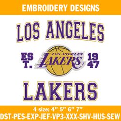 Los Angeles Lakers est 1947 Embroidery Designs, NBA Embroidery Designs, Los Angeles Lakers Embroidery Designs
