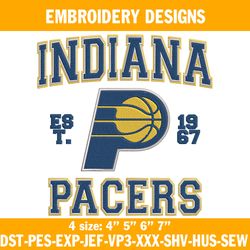 Indiana pacers est 1967 Embroidery Designs, NBA Embroidery Designs, Indiana pacers Embroidery Designs
