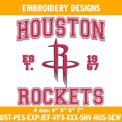 Houston Rockets Est 1967 Embroidery Designs, NBA Embroidery Designs, Houston Rockets Embroidery Designs