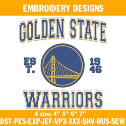Golden state Warriors est 1946 Embroidery Designs, NBA Embroidery Designs, Golden state Warriors Embroidery Designs