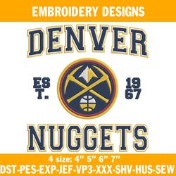 Denver Nuggets est 1967 Embroidery Designs, NBA Embroidery Designs, Denver Nuggets Embroidery Designs
