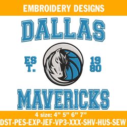 Dallas Mavericks est 1980 Embroidery Designs, NBA Embroidery Designs, Dallas Mavericks Embroidery Designs