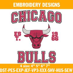 Chicago bulls est 1966 Embroidery Designs, NBA Embroidery Designs, Chicago Bulls Embroidery Designs
