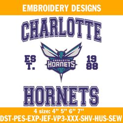 Charlotte Hornets est 1988 Embroidery Designs, NBA Embroidery Designs, Charlotte Hornets Embroidery Designs
