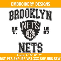 Brooklyn nets est 1967 Embroidery Designs, NBA Embroidery Designs, Brooklyn Nets Embroidery Designs