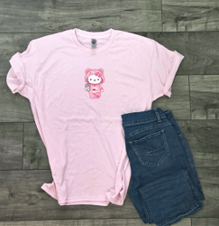Hello Kitty in Carebear onsie t-shirts