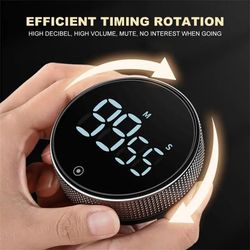 LED Digital Kitchen Timer - Study Stopwatch Magnetic Electronic Cooking Countdown Clock - LED Mechanical Remind Alarm -