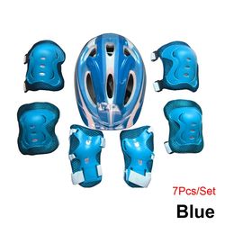 7Pcs Roller Skating Kids Boy Girl Safety Helmet Knee Elbow Pad Sets - Cycling Skate Bicycle Scooter Helmet Protection Sa