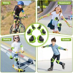 Knee and Elbow Pads Wrist Guards 3 in 1 Kids Protective Gear Set - BMX Inline Roller Skating Bike Rollerblading Riding S