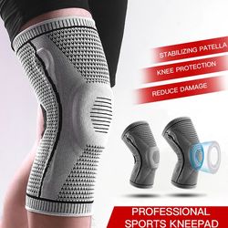 Compression Knee Sleeve - Silicone Protection Support for Knee Pain - Sport Pads Running Gym Arthritis Knee Relief - Wor