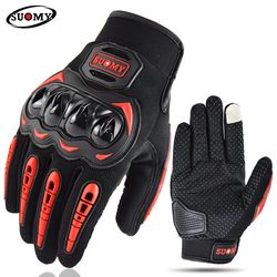 SUOMY Breathable Full Finger Racing Motorcycle Gloves - Quality Stylishly Decorated - Antiskid Wearable Gloves - Large S