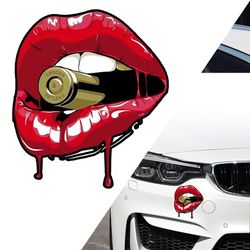 G117 17cmx15cm Personality PVC Decal | Red Lips With Bullet Car Sticker | Motorcycle Laptop Decorative Accessories
