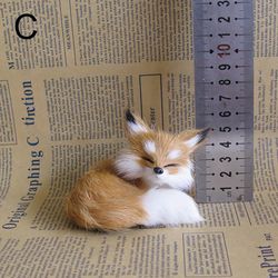 1PC Simulation Fox Ornament | Mini Squatting Fox Model | Plush Animal Figurine Doll Toy | Home Decoration Craft | Christ
