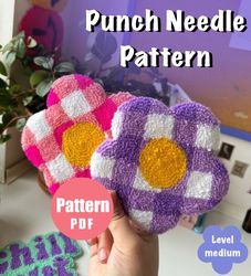 Flower Pattern Punch Needle, Digital Pattern, Punch Needle Template, Drink Coasters, Cute Home Decor