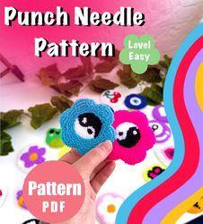 Car Coaster Flower Yin Yand Pattern Punch Needle, Digital Pattern, Punch Needle Template, Cute Home Decor, Car Decor