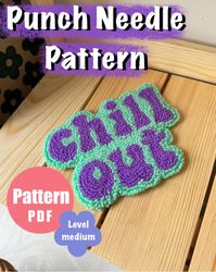 Chill Out Pattern Punch Needle, Digital Pattern,Punch Needle Template, Drink Coasters, Cute Home Decor