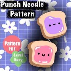 Cute Toast SET 2 Pattern Punch Needle, Digital Pattern,Punch Needle Template, Drink Coasters, Cute Home decor