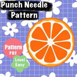 Orange Pattern Punch Needle, Digital Pattern,Punch Needle Template, Drink Coasters, Cute Home decor, Y2K style
