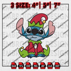 Cute Stitch Elf Christmas Embroidery files, Christmas Emb Designs, Disney Machine Embroidery File, Digital Download