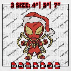 Chibi Iron Spider Santa Christmas Embroidery files, Christmas Emb Designs, Marvel Machine Embroidery File Download