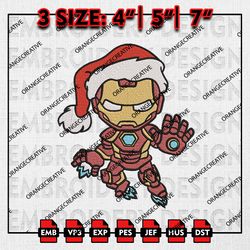 Chibi Iron Man Santa Christmas Embroidery files, Christmas Emb Designs, Marvel Machine Embroidery File Download
