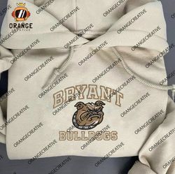 NCAA Embroidered Sweatshirt, NCAA Bryant Bulldogs Embroidered Shirt, Bryant Bulldogs Embroidered Hoodie