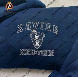 NCAA Embroidered Sweatshirt, NCAA Xavier MusketeersMascot Embroidered Shirt, Xavier Musketeers Embroidered Hoodie