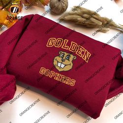 NCAA Embroidered Sweatshirt, NCAA Minnesota Golden Gophers Embroidered Shirt, Minnesota Golden Embroidered Hoodie